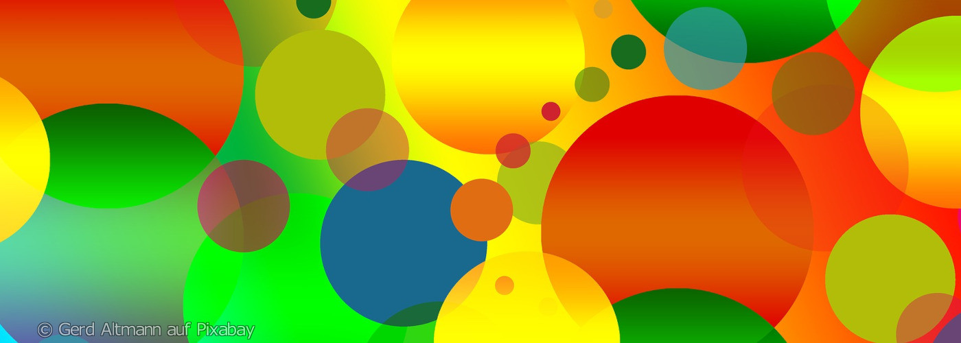 Abstraktes Muster aus überlappenden bunten Kreisen unterschiedlicher Größe