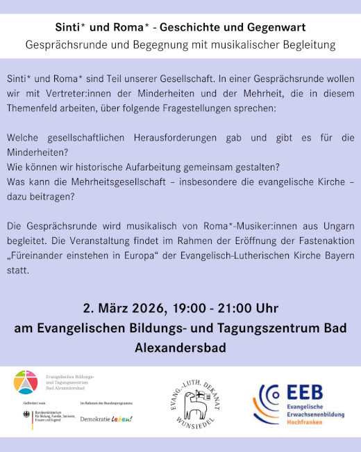 Plakat: Begenungsabend  Sinti und Roma